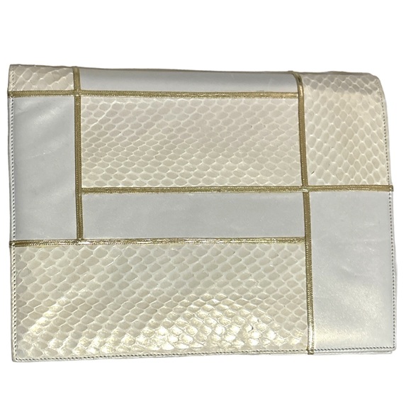 Vintage Andrea Pfister Snakeskin Embossed Leather Clutch - Picture 5 of 14